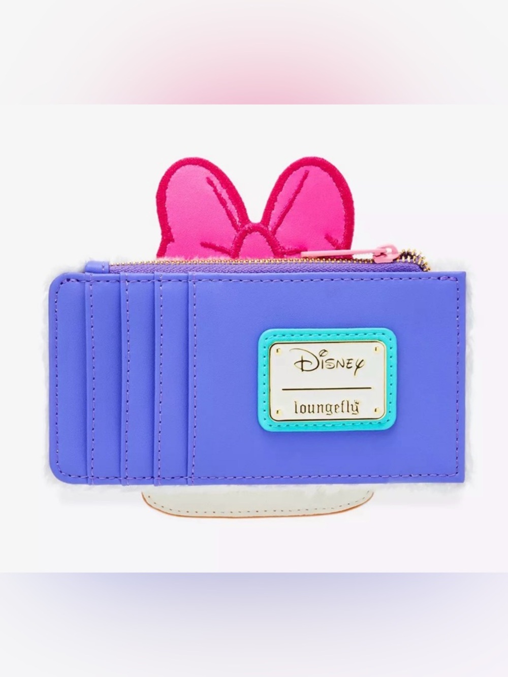 NWT Loungefly Disney Daisy Duck 85th Anniversary Sequin Plush Large Card Holder - Picture 4 of 7